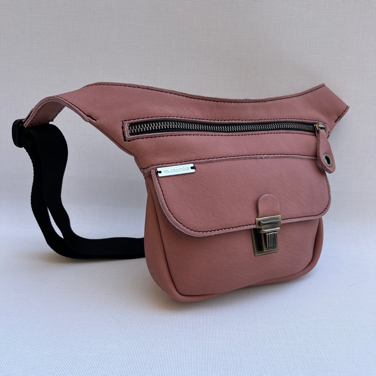 Mini Pink & Old Gold · Piel natural BioCuir® · Pieza Exclusiva Núm. 12037