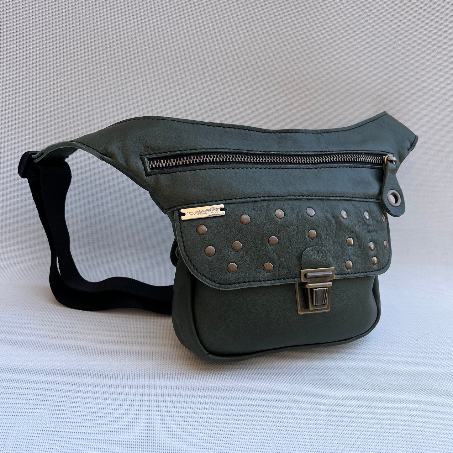 Mini Premium Green & Old Gold Natural BioCuir® Leather Exclusive Piece No. 12038