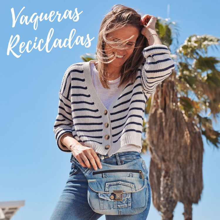 Riñoneras, bolso, bandoleras recicladas vaqueras.