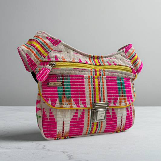 Riñonera "Pink Sunrise Tribe" + Bolsillo trasero · Pieza Única Núm. 18970
