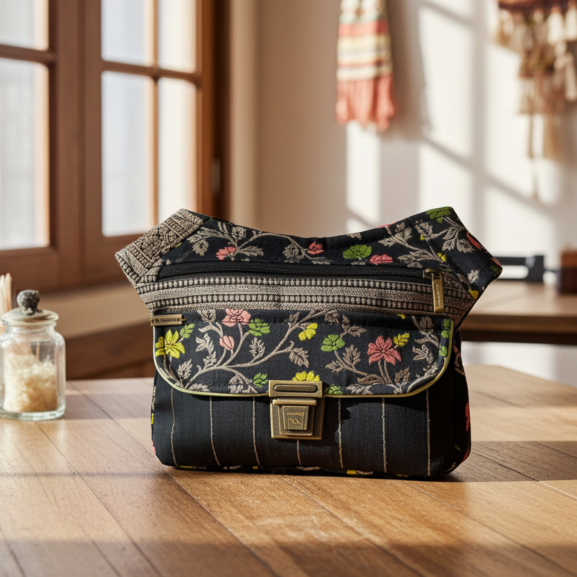 Riñonera "Elegant Luxury India Golden" + Bolsillo trasero · Pieza Única Núm. 19169