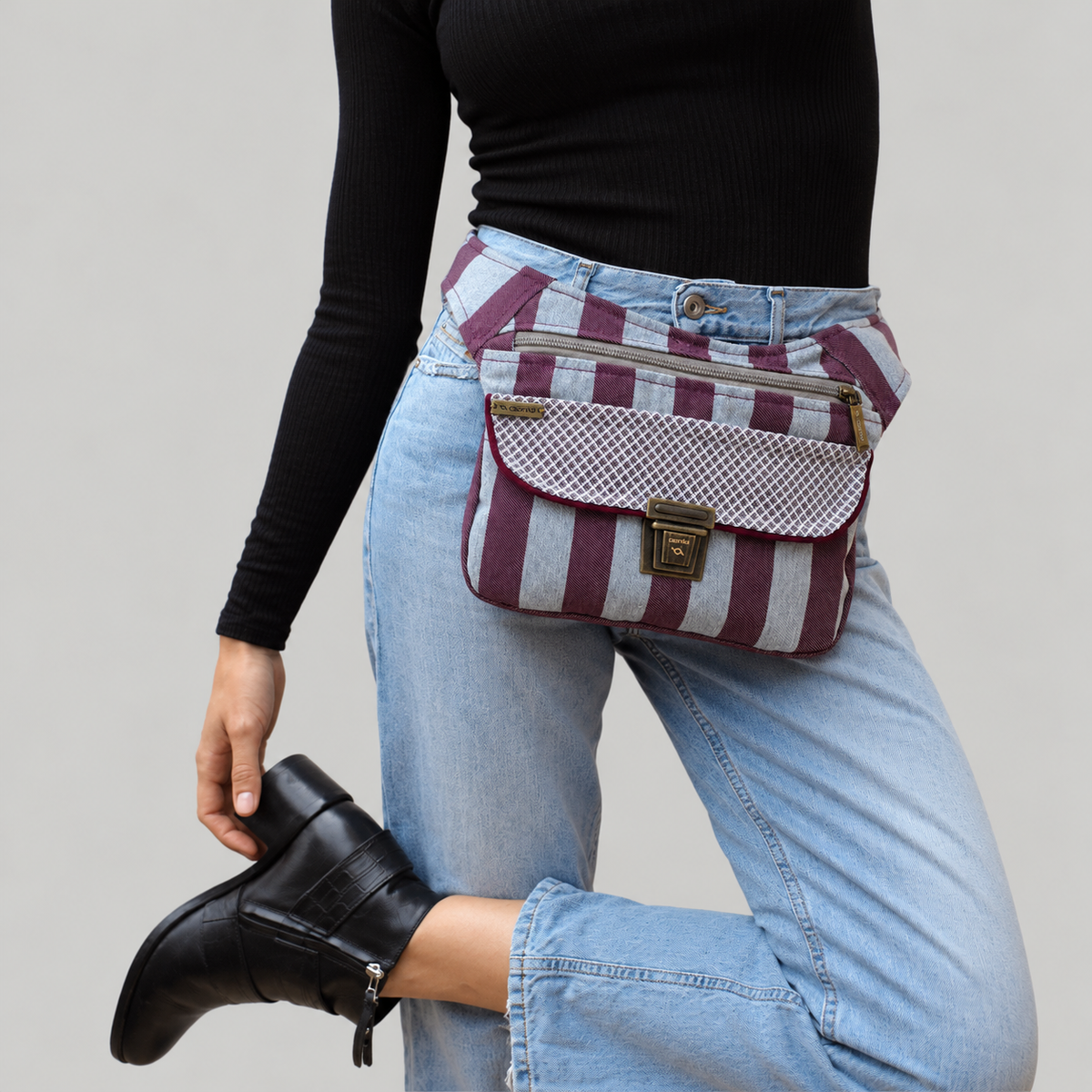 Riñonera Original "Special Burgundy Texture Top" + Bolsillo trasero · Pieza Única Núm. 19653