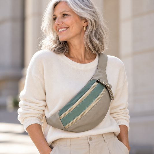 Premium Retro Chic Green BioCuir® Natural Leather Exclusive Piece No. 12639