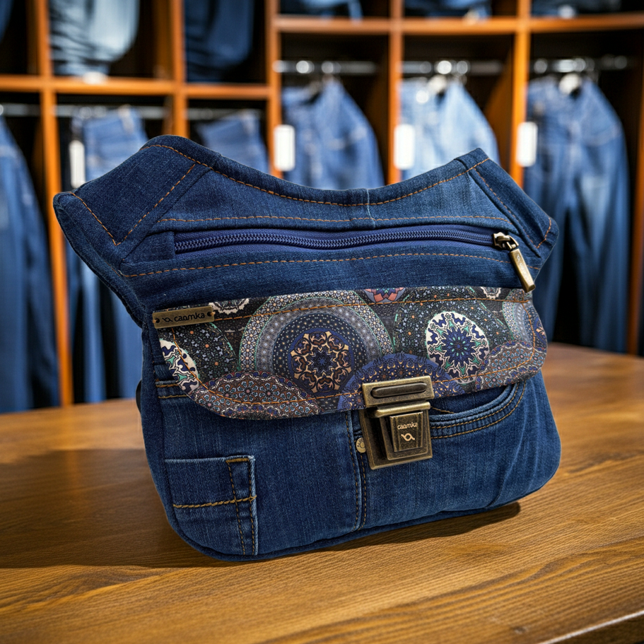 Riñonera ♻️ Jeans Recycled ♻️ + Bolsillo trasero con cremallera · Pieza Única Núm. 18233