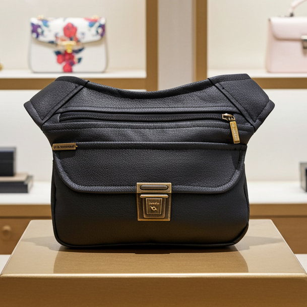 Riñonera "Classic Black Old Gold" · Polipiel · Pieza Exclusiva Núm. 18258
