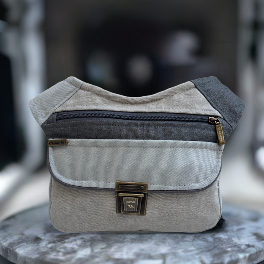 Riñonera "Elegant Gray" + Bolsillo trasero · Pieza Única Núm. 17446