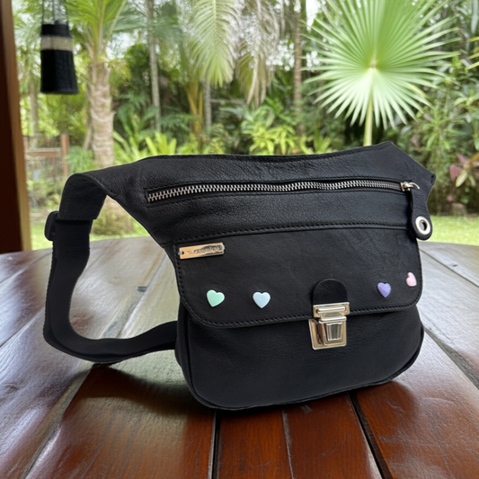 Mini Black &amp; Silver Natural BioCuir® Leather Exclusive Piece No. 11759