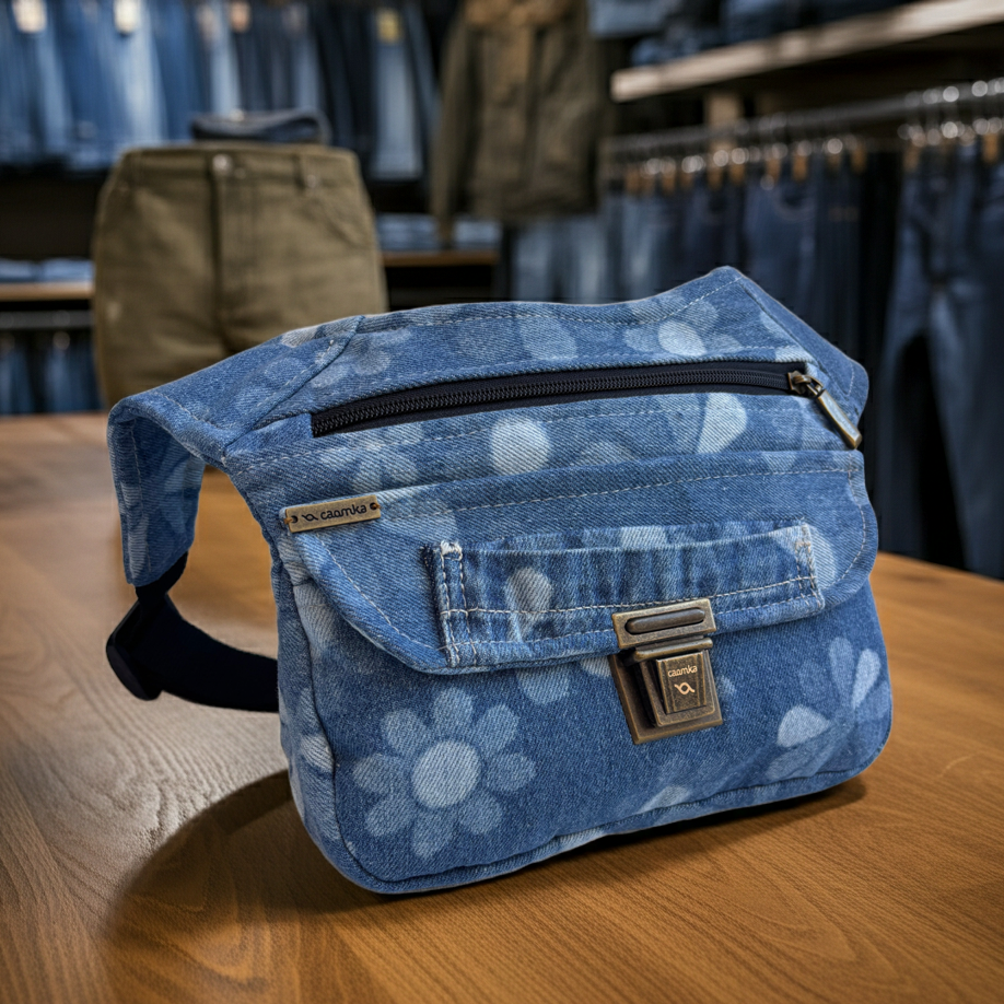 Riñonera "Special ♻️ Jeans Recycled ♻️ " + Bolsillo trasero con cremallera · Pieza Única Núm. 18492