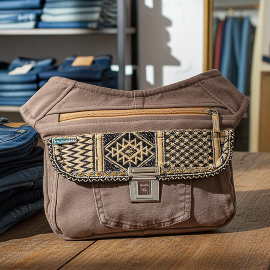 Riñonera "Special ♻️ Jeans Recycled ♻️ " + Bolsillo trasero con cremallera · Pieza Única Núm. 18493