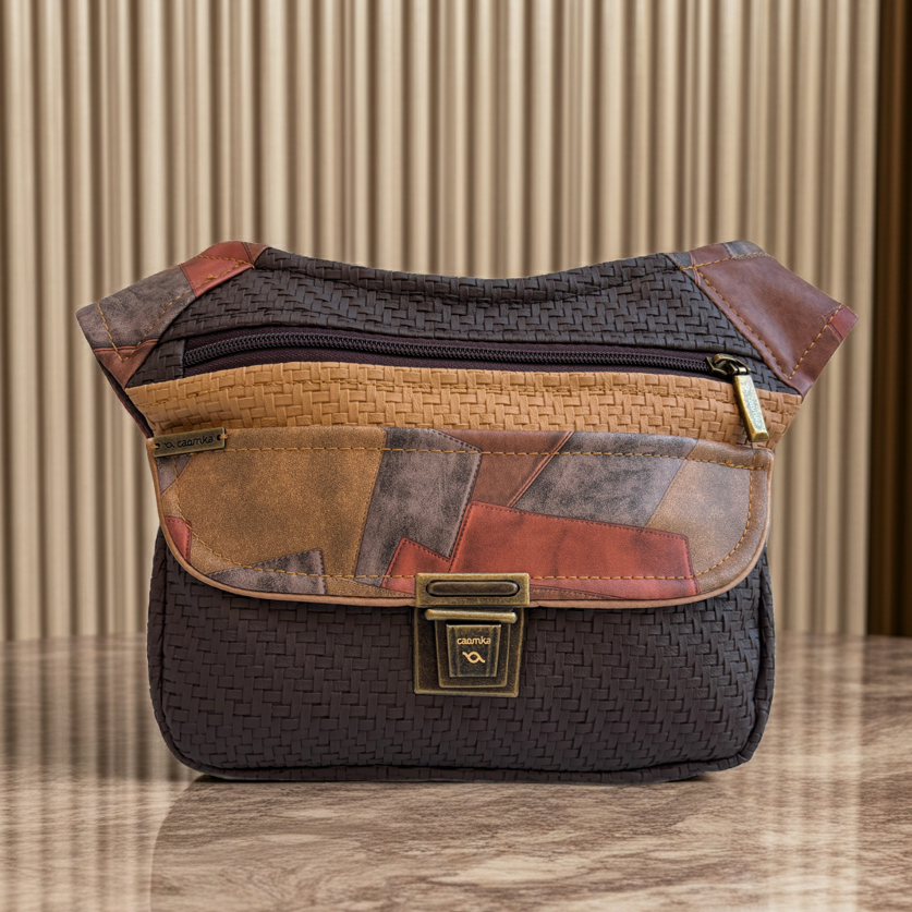 Riñonera "Elegant Patchwork Brown Top" · Polipiel · Pieza Única Núm. 18468