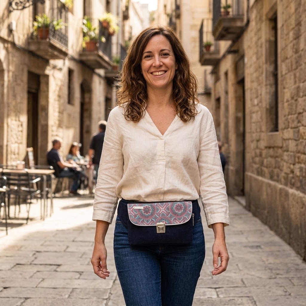 Riñonera Urban "♻️ Mandalas Jeans Recycled ♻️" · Pieza Única Núm. 19572