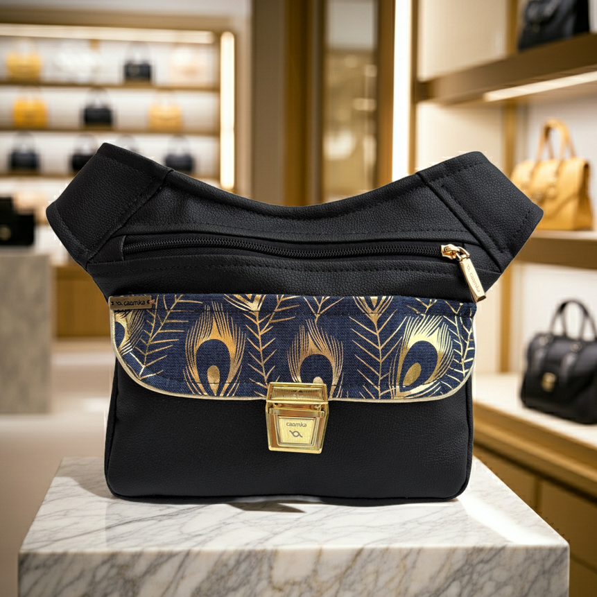 Riñonera "Elegant Black Golden" · Polipiel · Pieza única Núm. 18103