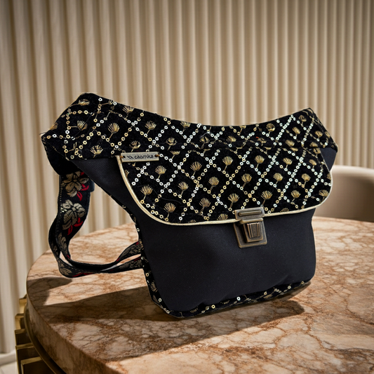 Riñonera Mini "Elegant Luxury India Golden Top" + Bolsillo trasero extra · Pieza Única Núm. 18350