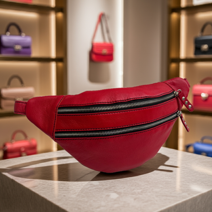 Premium Retro Chic Green BioCuir® Natural Leather Exclusive Piece No. 12639