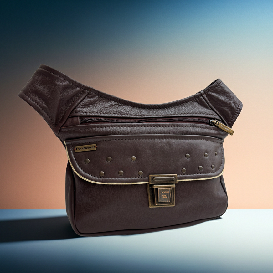 Riñonera "Premium Brown Top” + Bolsillo trasero · Piel · Pieza Única Núm. 19434