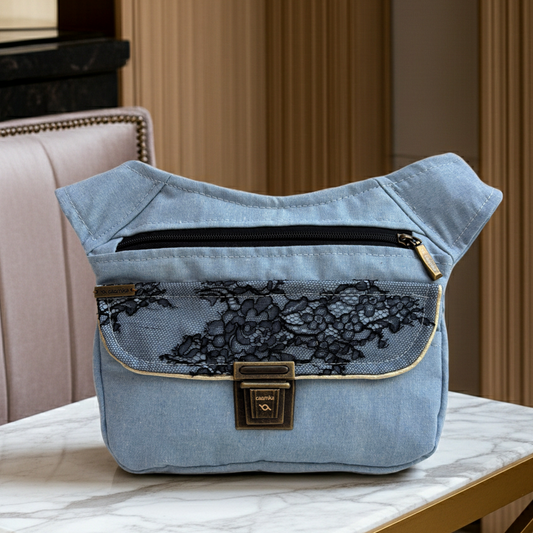 Riñonera "Elegant Sky Blue Top" + Bolsillo trasero · Pieza Única Núm. 18475