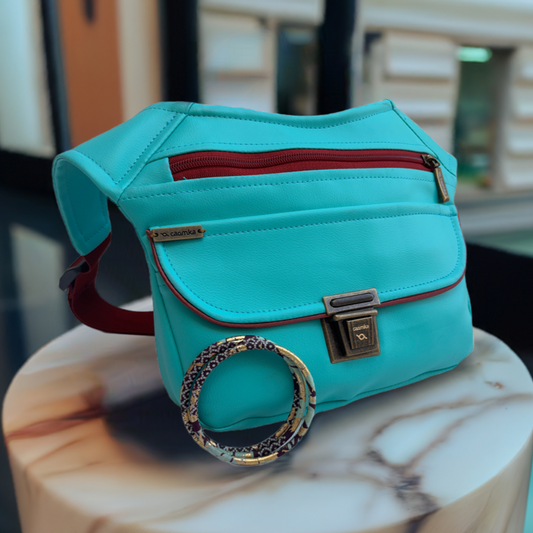 (TARA -50%) Pack Riñonera + 3 Pulseras "Special Turquesa" · Polipiel · Pieza Única Núm. 17593