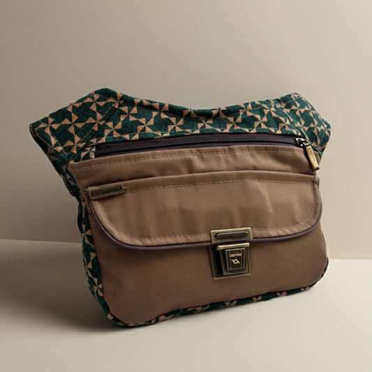 Riñonera "Special Brown & Green Top" + Bolsillo trasero · Pieza Única Núm. 18555