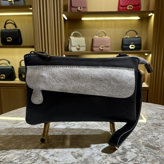 Riñonera multifunción ELEGANT NANO "Black & Silver" · Piel · Pieza Exclusiva Núm. 18146