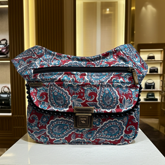 Riñonera "Soft Paisley Bordeaux" + Bolsillo trasero · Pieza Única Núm. 18085