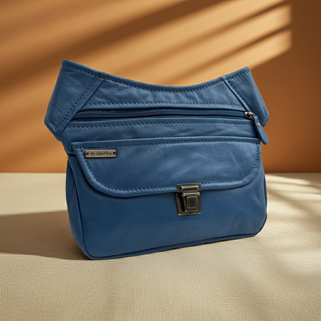 Riñonera Numa "Classic Blue Lavender & Old Gold” + Bolsillo trasero · Piel · Pieza Exclusiva Núm. 19488