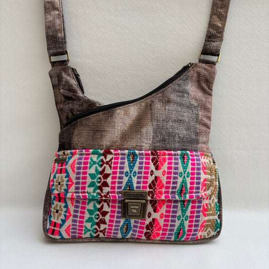 Bolso Bandolera Súper Caomka "Boho Taupe Fantasy" · Pieza Única Núm. 19251