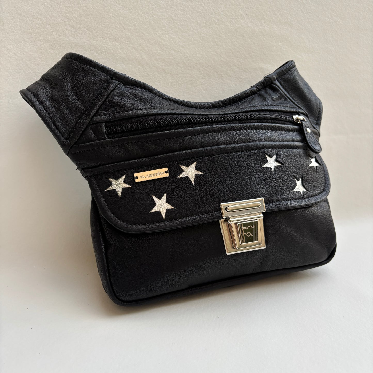 Riñonera "Special Black Stars" + Bolsillo trasero · Piel · Pieza Única Núm. 19311