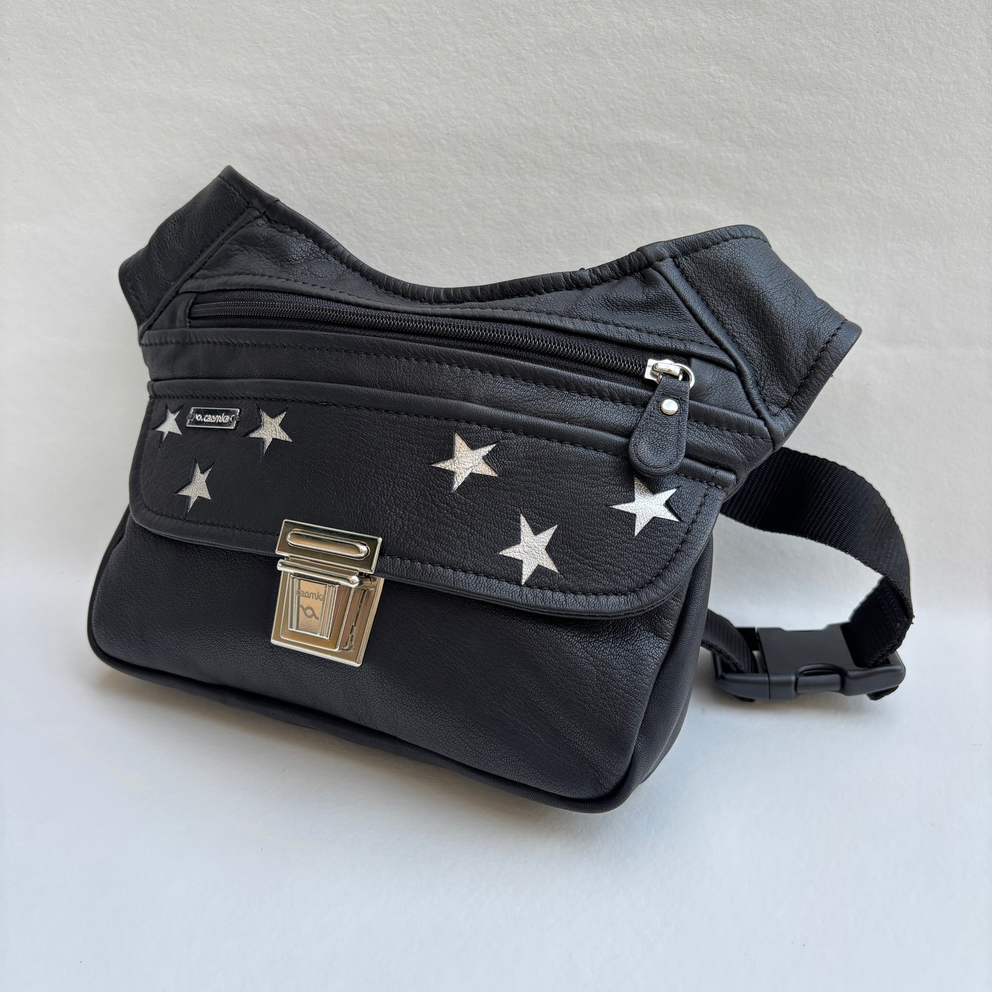 Riñonera "Special Black Stars" + Bolsillo trasero · Piel · Pieza Única Núm. 19311