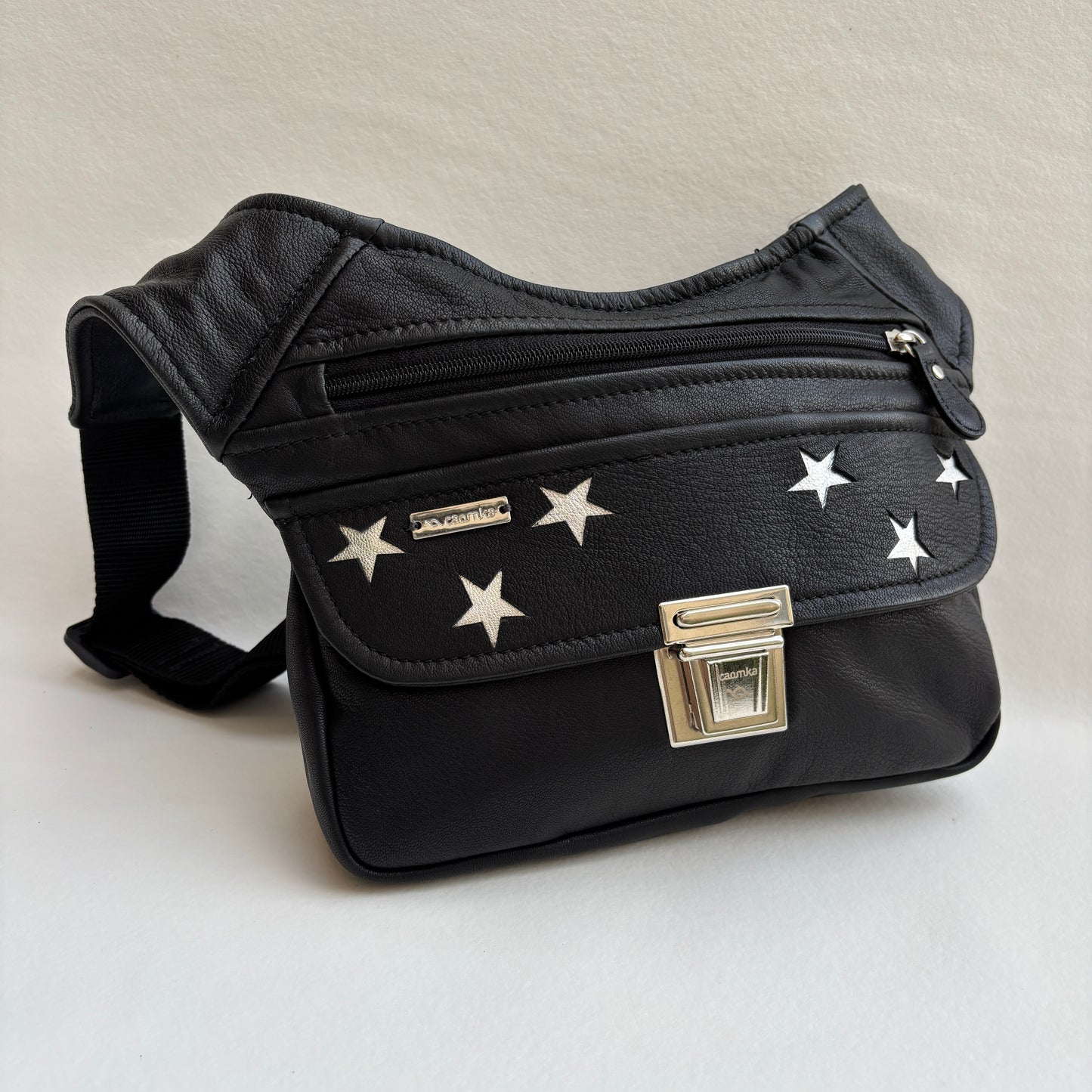 Riñonera "Special Black Stars" + Bolsillo trasero · Piel · Pieza Única Núm. 19311