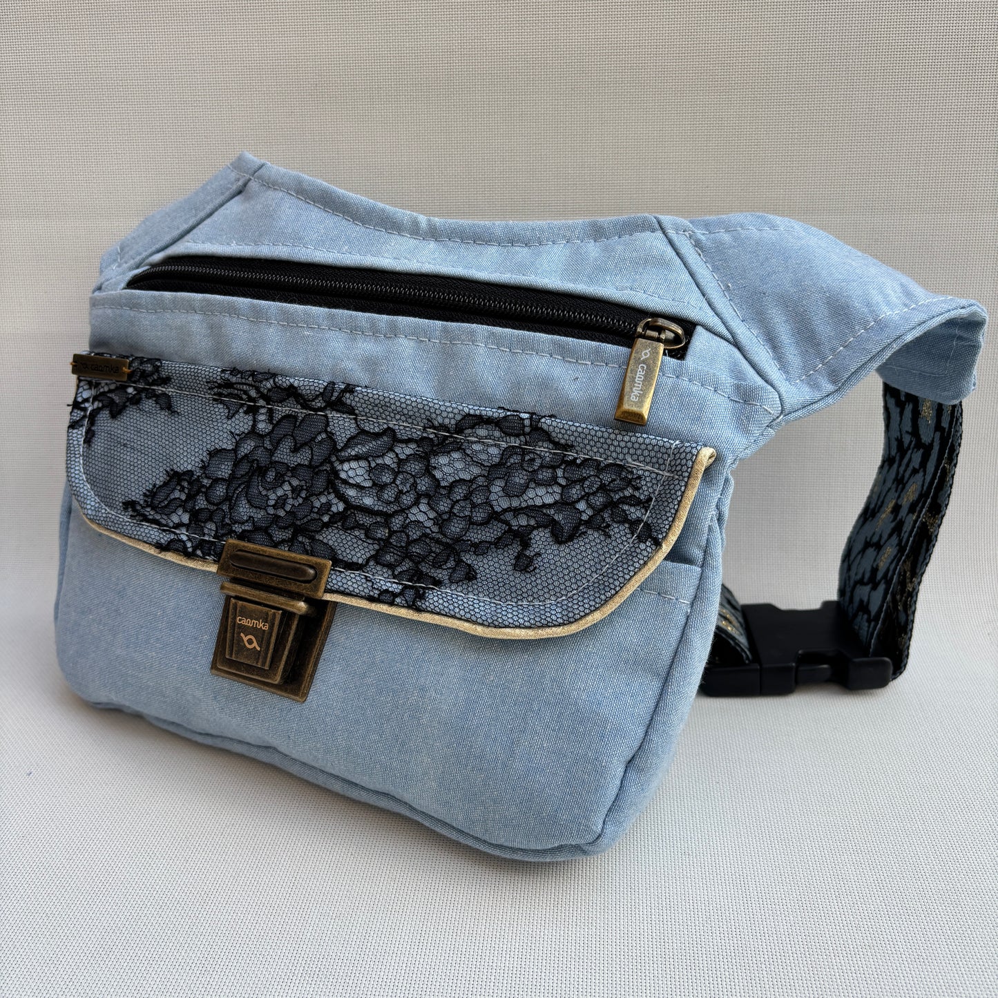Riñonera "Elegant Sky Blue Top" + Bolsillo trasero · Pieza Única Núm. 18475