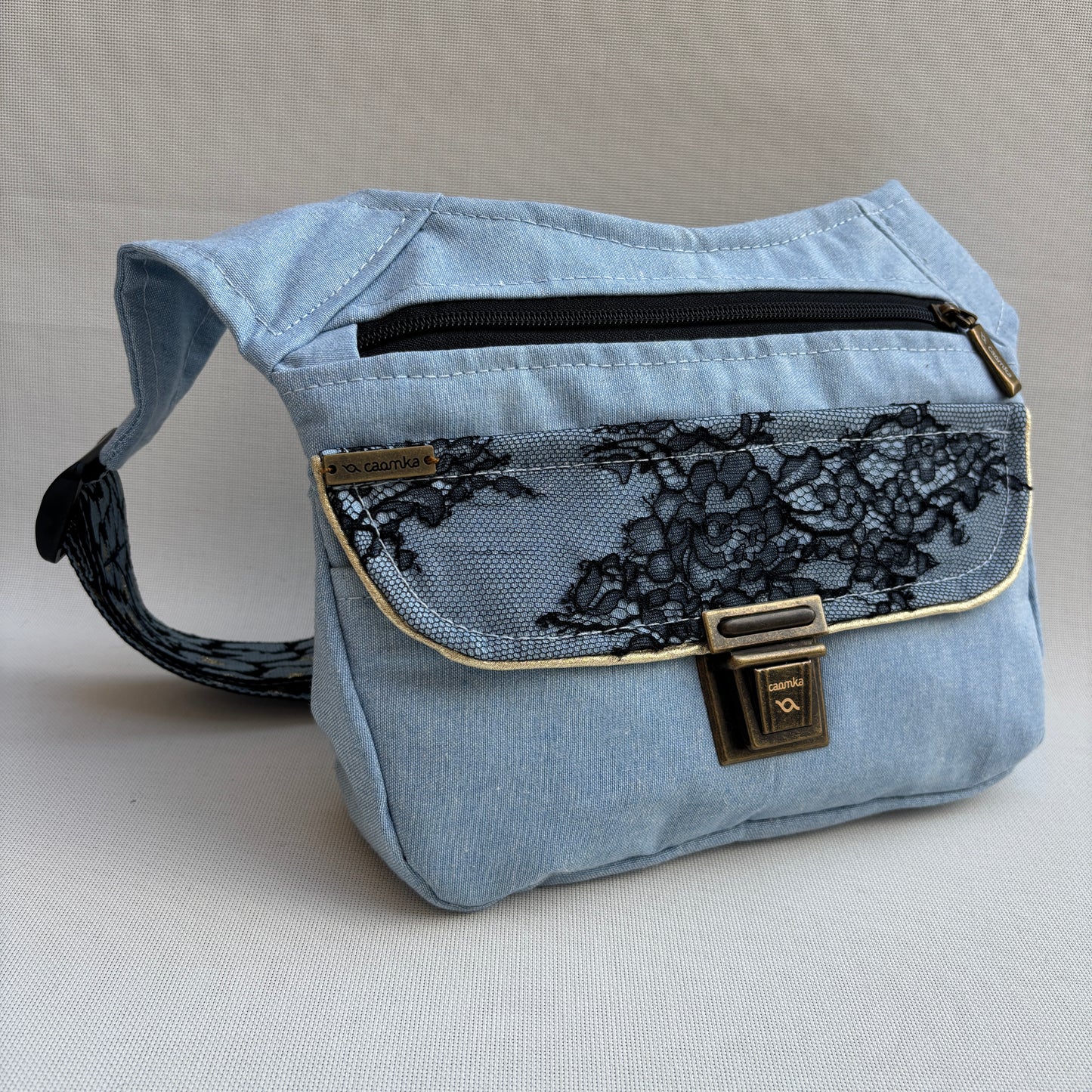 Riñonera "Elegant Sky Blue Top" + Bolsillo trasero · Pieza Única Núm. 18475