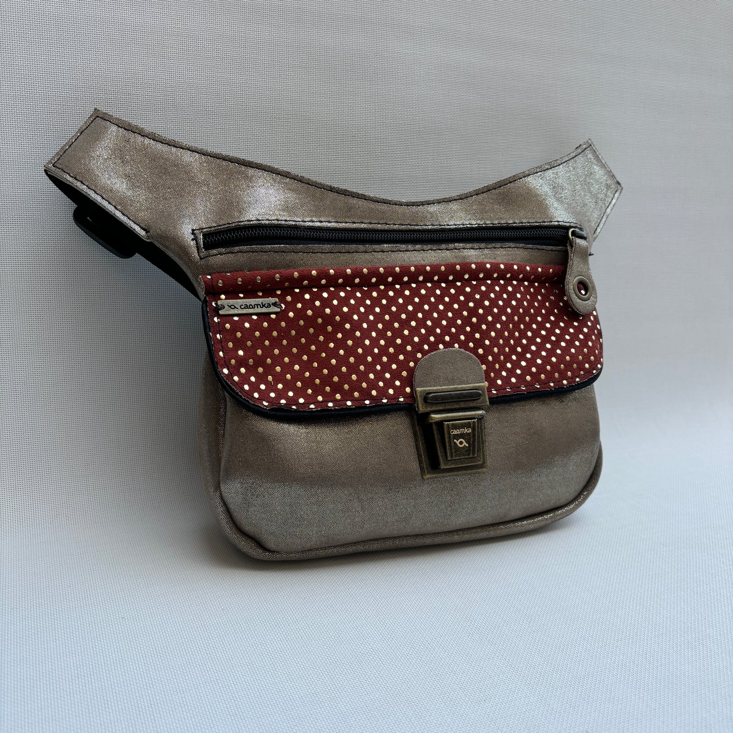 Riñonera"Elegant Champany & Dots" + Bolsillo trasero · Pieza Única Núm. 16600