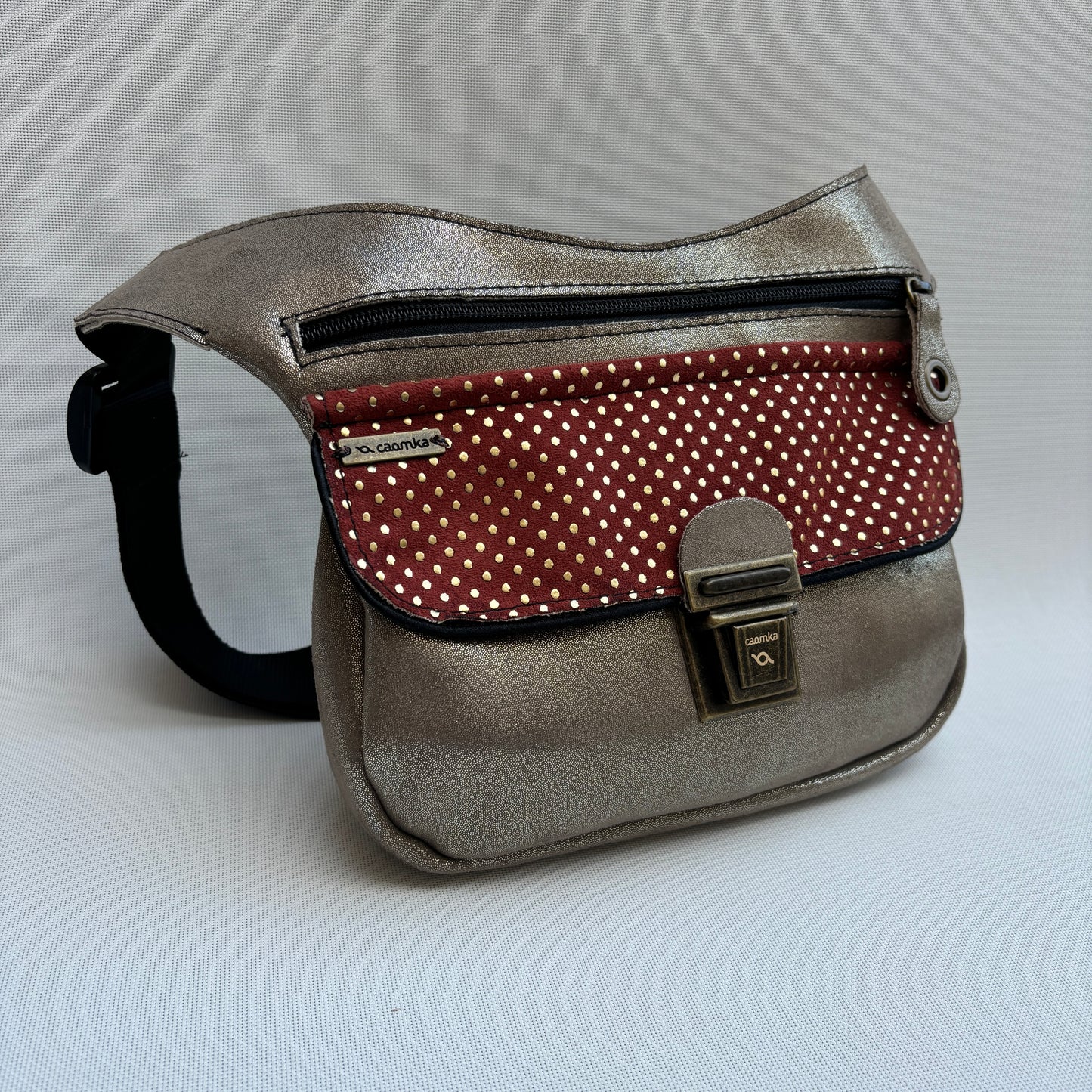 Riñonera"Elegant Champany & Dots" + Bolsillo trasero · Pieza Única Núm. 16600