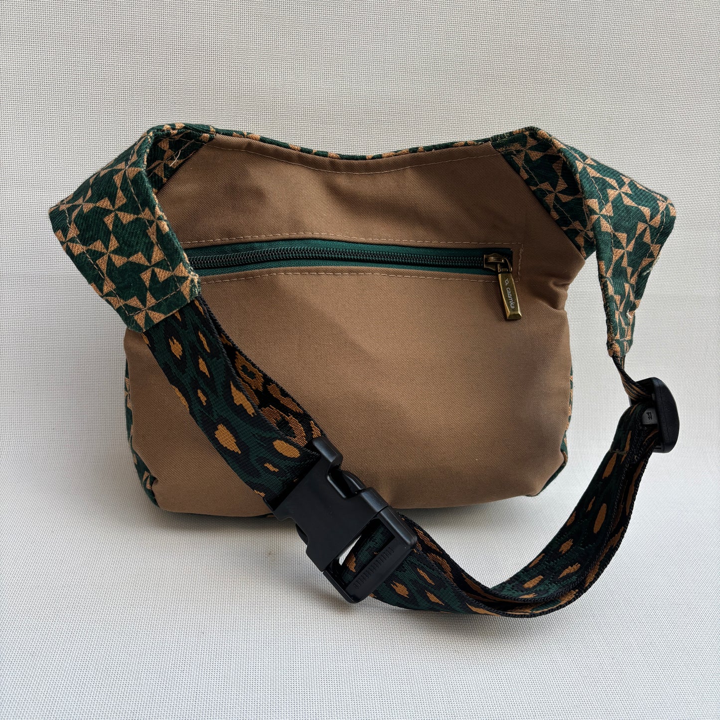 Riñonera "Special Brown & Green Top" + Bolsillo trasero · Pieza Única Núm. 18555