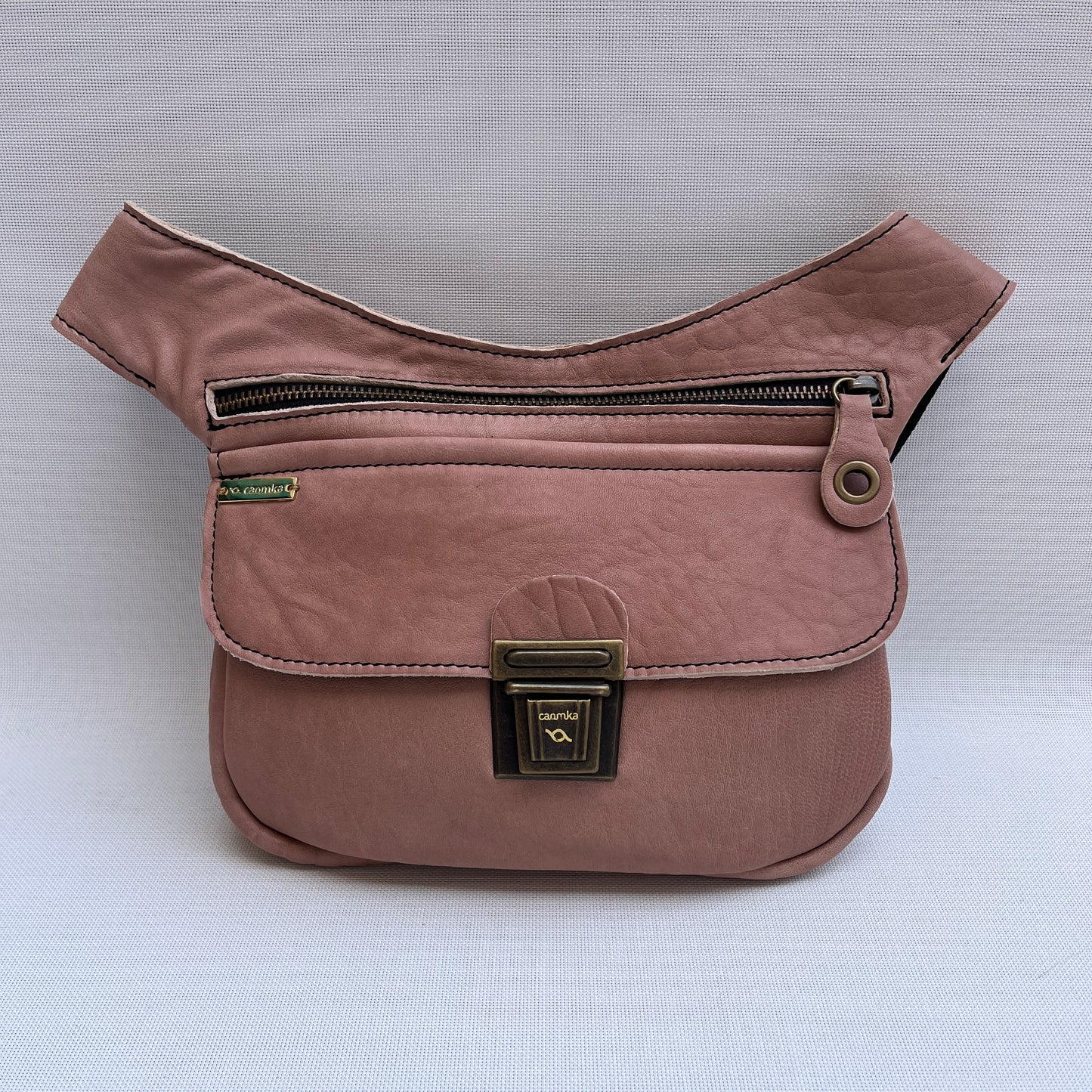 (TARA) Special Brown &amp; Silver BioCuir® natural leather Unique Piece No. 10858