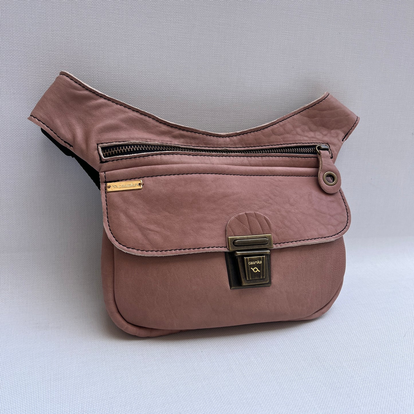 (TARA) Special Brown &amp; Silver BioCuir® natural leather Unique Piece No. 10858