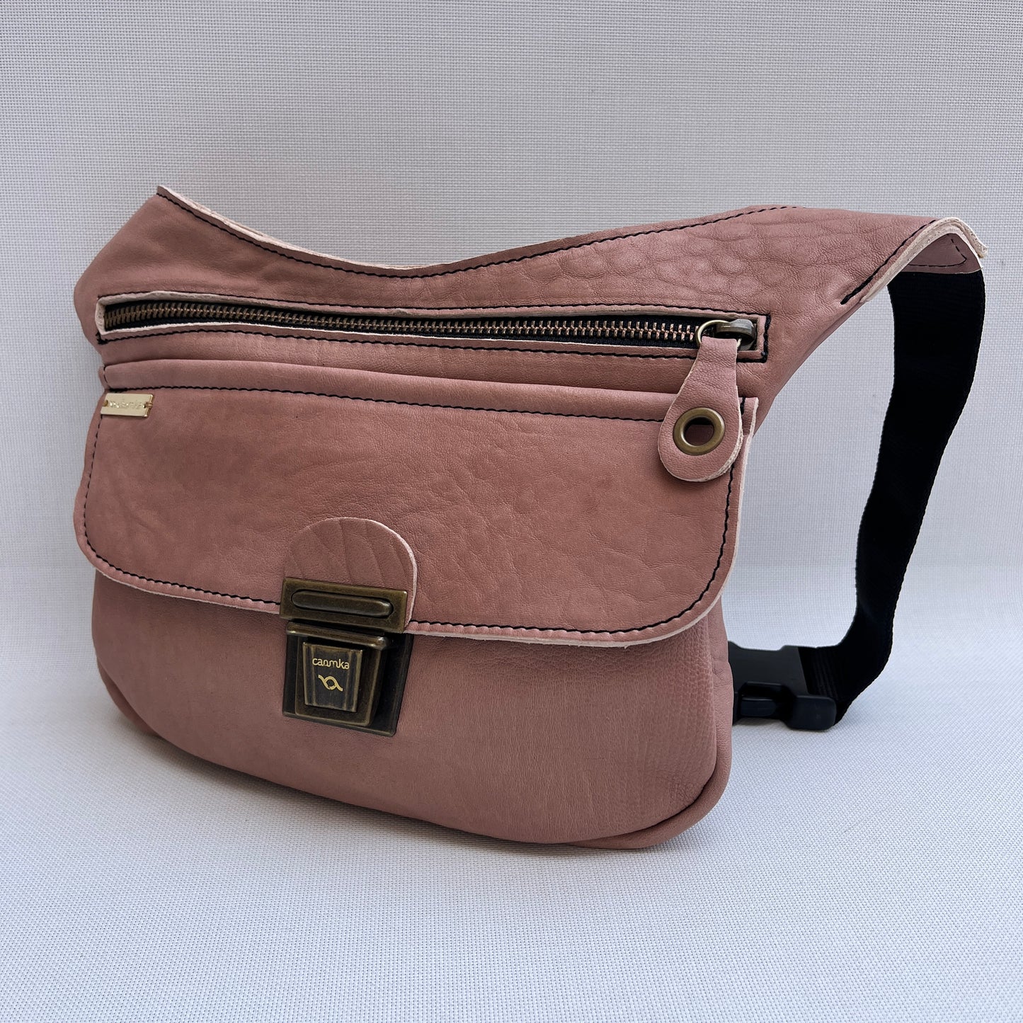 (TARA) Special Brown &amp; Silver BioCuir® natural leather Unique Piece No. 10858