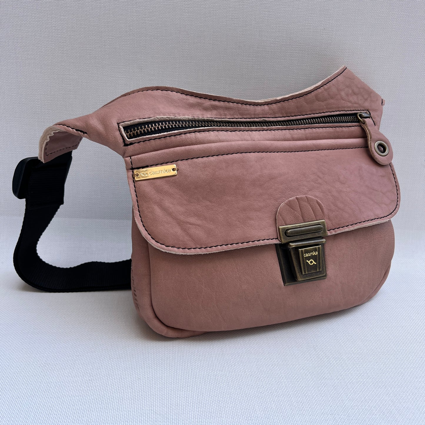 (TARA) Special Brown &amp; Silver BioCuir® natural leather Unique Piece No. 10858