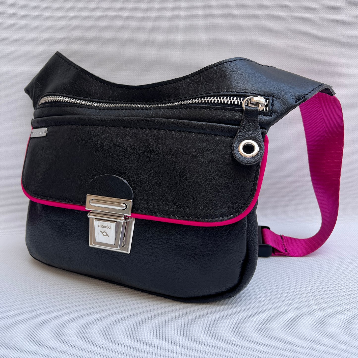Special "Trencadis" Black &amp; Silver BioCuir® natural leather Unique Piece No. 13329