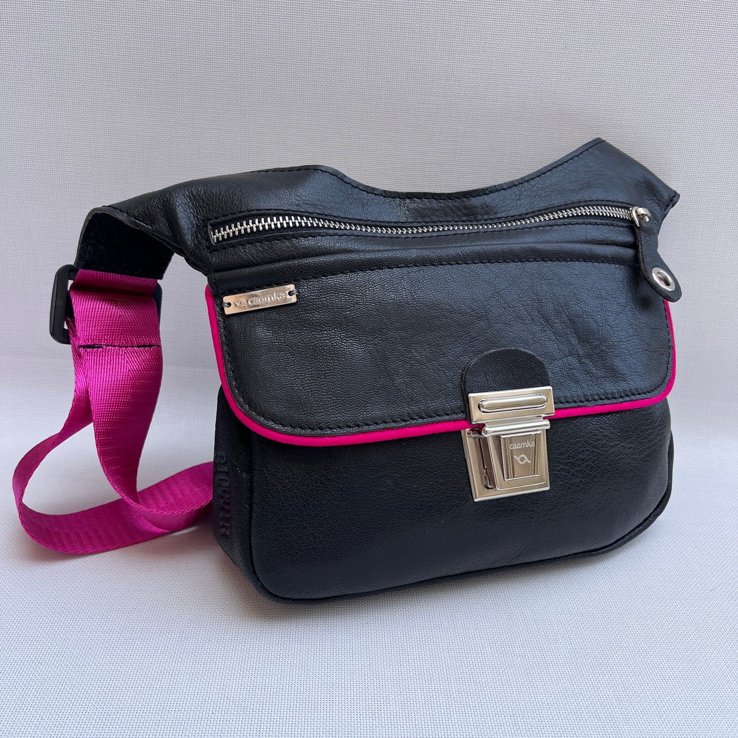 Special "Trencadis" Black &amp; Silver BioCuir® natural leather Unique Piece No. 13329