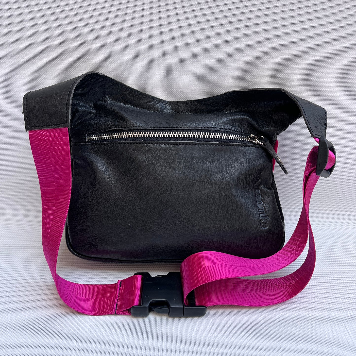 Special "Trencadis" Black &amp; Silver BioCuir® natural leather Unique Piece No. 13329