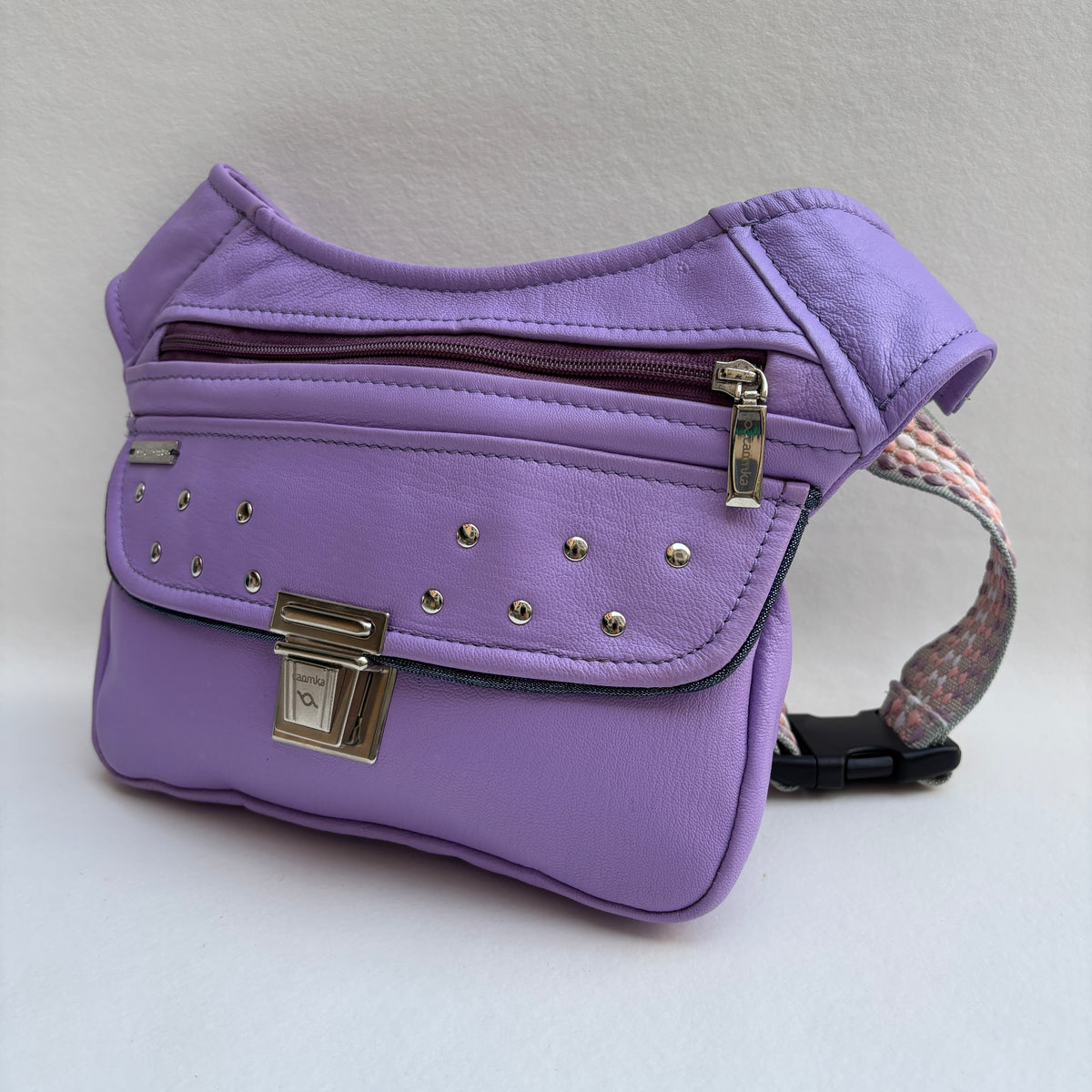 Riñonera "Premium Lavanda Top” + Bolsillo trasero · Piel · Pieza Única Núm. 19441