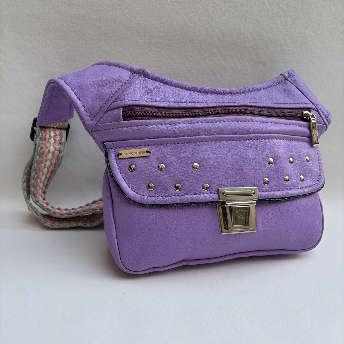 Riñonera "Premium Lavanda Top” + Bolsillo trasero · Piel · Pieza Única Núm. 19441