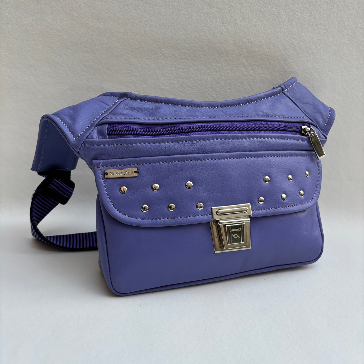 Riñonera "Premium Lila Oscuro” + Bolsillo trasero · Piel · Pieza Única Núm. 19438
