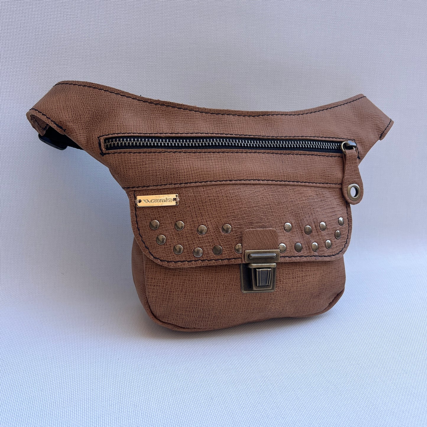 Mini Premium Brown & Old Gold · Piel natural BioCuir® · Pieza Exclusiva Núm. 15308