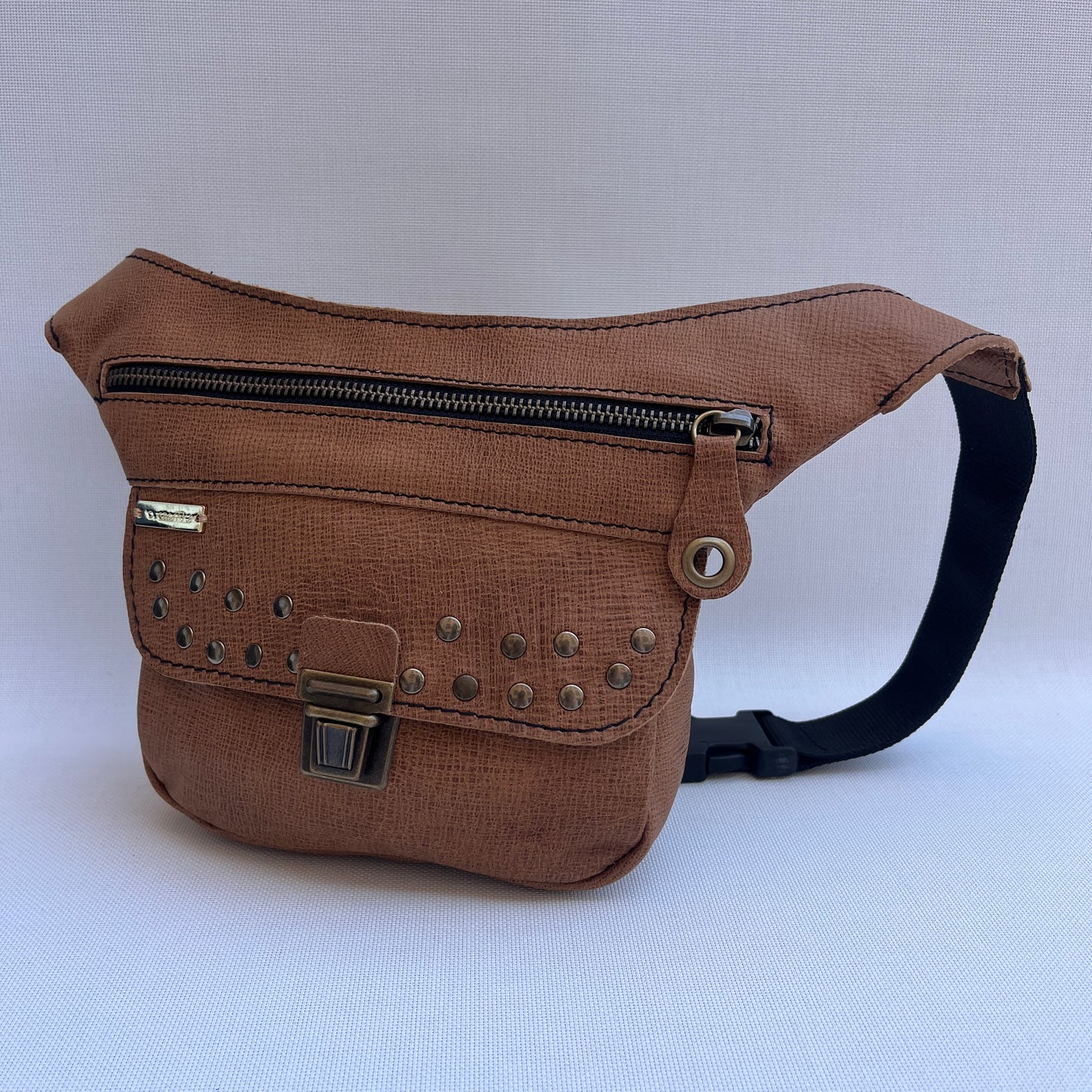 Mini Premium Brown & Old Gold · Piel natural BioCuir® · Pieza Exclusiva Núm. 15308