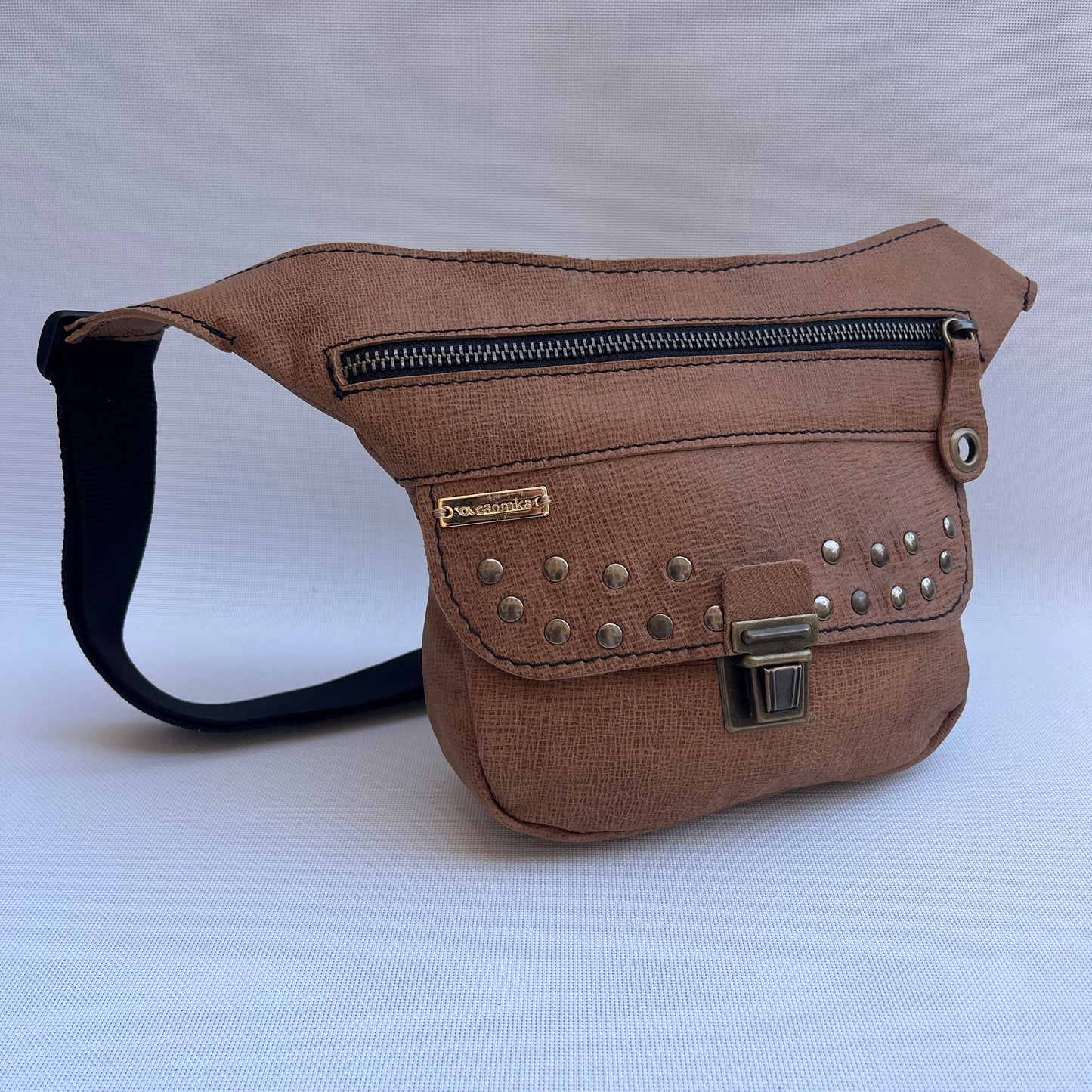 Mini Premium Brown & Old Gold · Piel natural BioCuir® · Pieza Exclusiva Núm. 15308