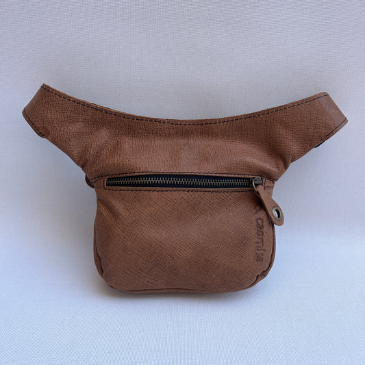 Mini Premium Brown & Old Gold · Piel natural BioCuir® · Pieza Exclusiva Núm. 15308