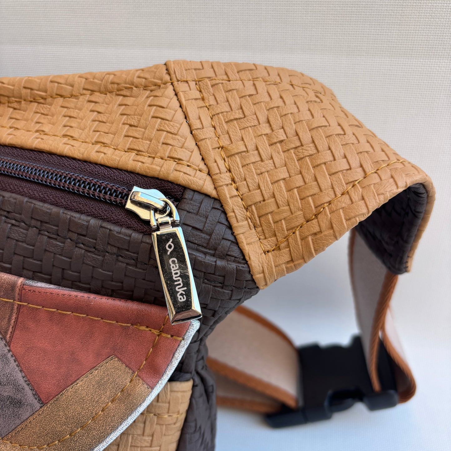 Riñonera "Elegant Patchwork Top" + Bolsillo trasero · Polipiel · Pieza Única Núm. 18470