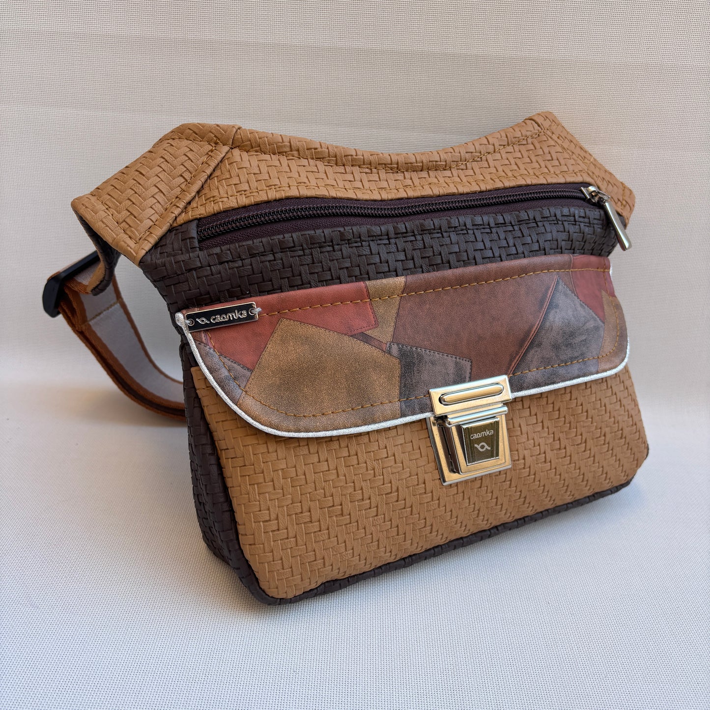 Riñonera "Elegant Patchwork Top" + Bolsillo trasero · Polipiel · Pieza Única Núm. 18470